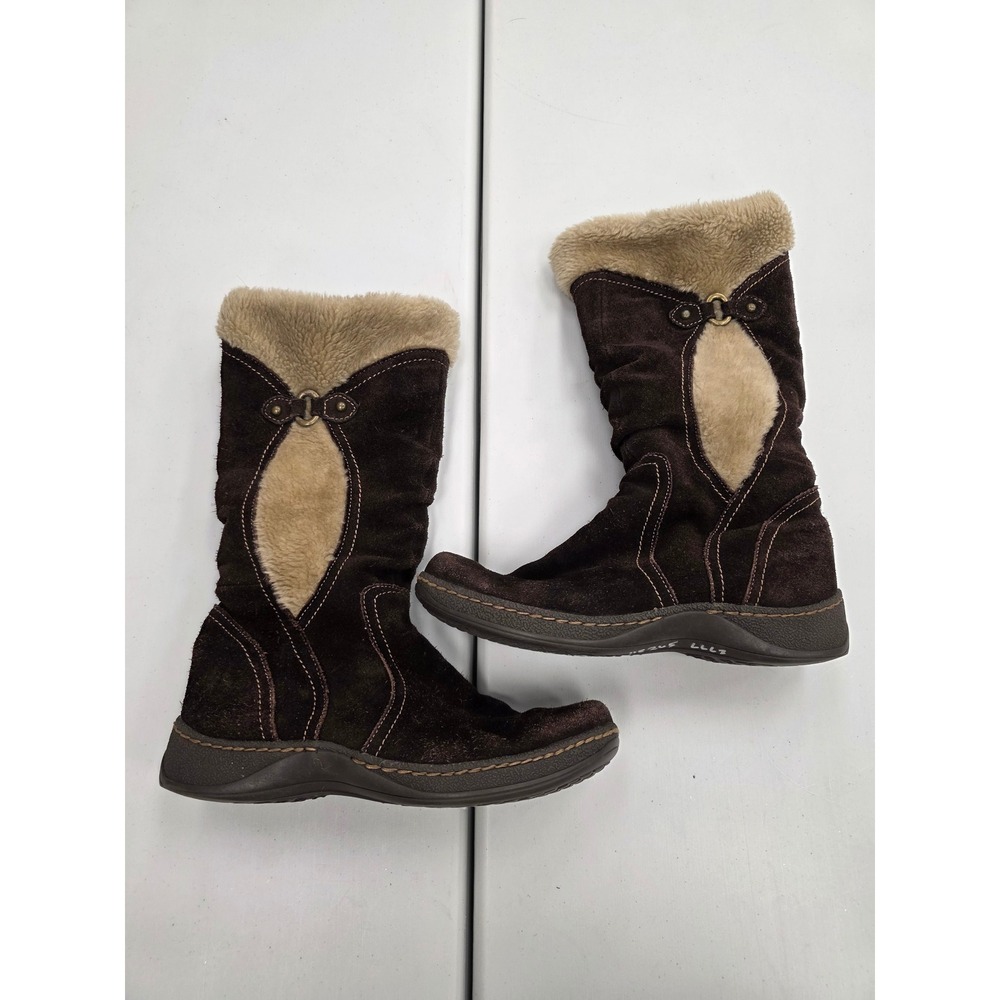Bear Traps Brown Suede Fur Trim Winter Boots Women Size 9.5 Casual Warm Cozy